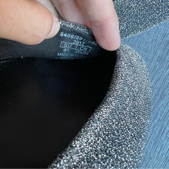 Zara Flats Pointy Toe Silver Black Size 41 - Picture 9 of 9